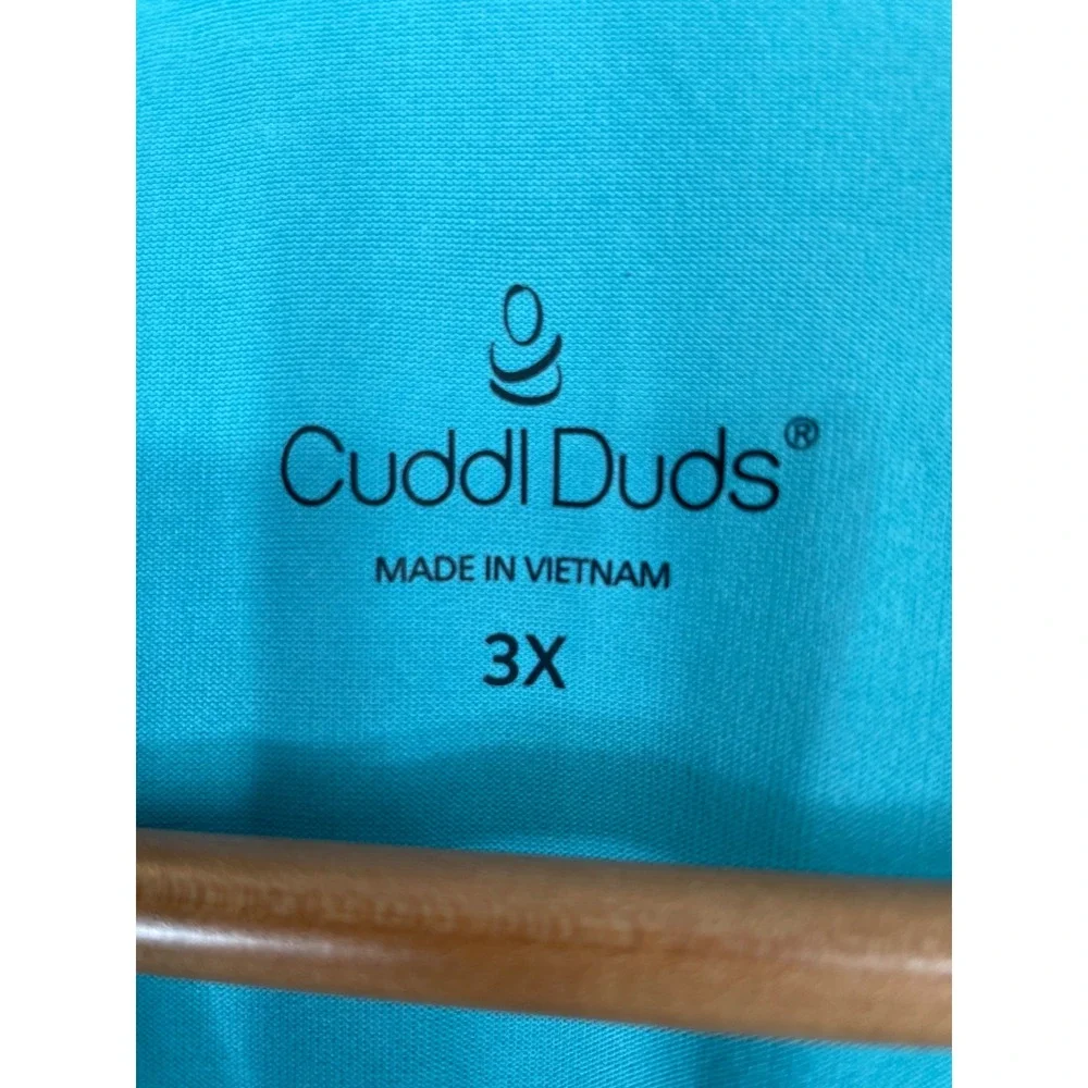 Cuddl Duds Womens Nightgown 3X Sleepwear Teal Lace Up Pockets
